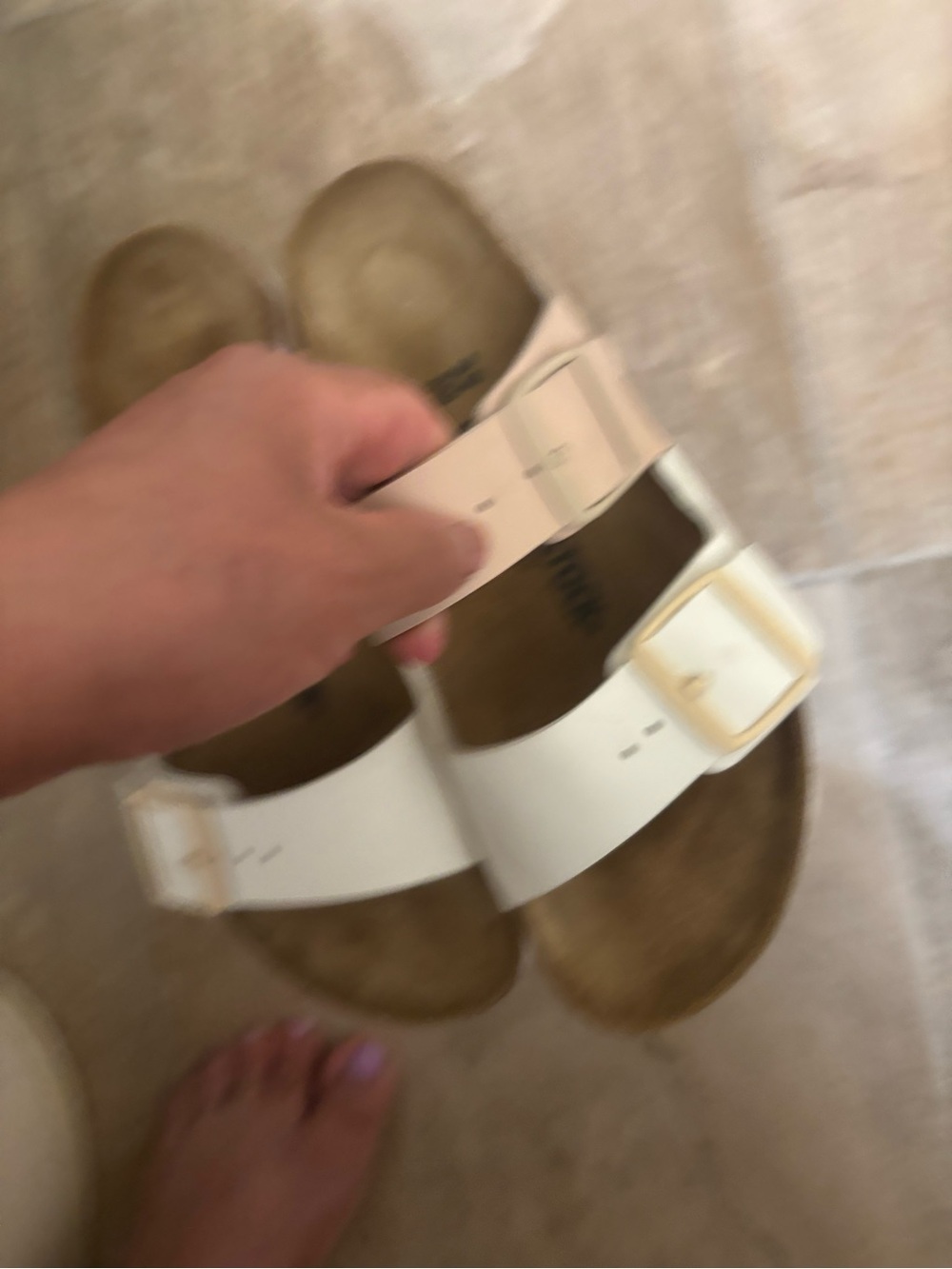 Birkenstock Two-Strap Sandals in White & Blush - Picture 3 of 8